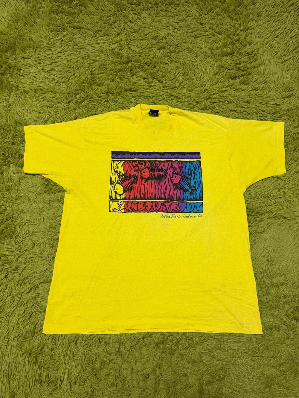 Vintage 90s Colorado Estes Park Nature Graphic T-shirt Size 2XL Yellow